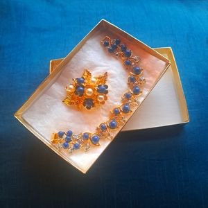 Vintage Gold 90s Ivana Trump Designer Floral Set Bracelet Brooch BNWT Gift Box